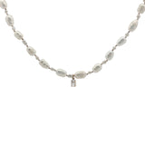 Collier doré petites et grandes perles de culture zircon ovale 42 cm