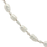 Collier doré petites et grandes perles de culture zircon ovale 42 cm