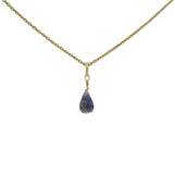 Gold necklace and faceted drop stone
