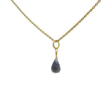 Gold necklace and faceted drop stone