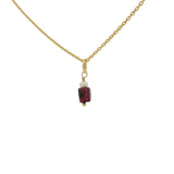 Gold necklace with small square natural stone and pearl