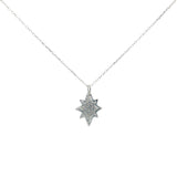 Silver star and zircon necklace