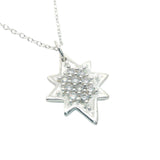 Silver star and zircon necklace