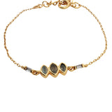 Bracelet doré trilogie en labradorite zircons baguette