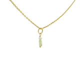 Collier doré petite peridot rectangle avec perle d'eau douce 42 cm