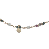 Collier doré rubis zoisite, perles de culture et pampilles 42 cm