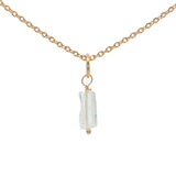 Gold necklace with small square natural stone