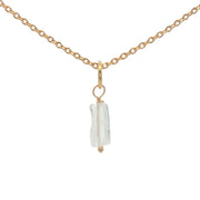 Collier doré petite pierre rectangle 42 cm