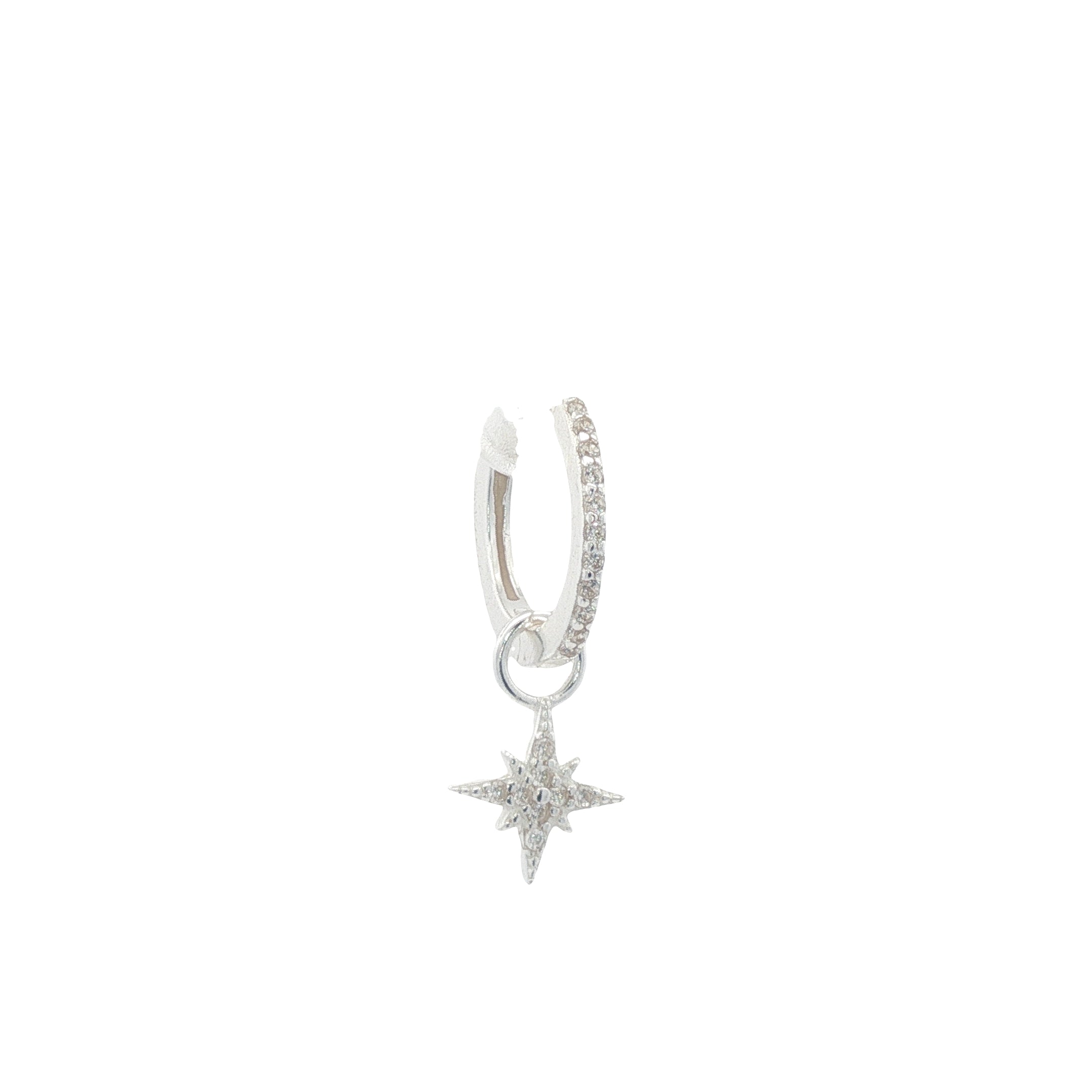 Mini créole fermée argent 925 pampille étoile des vents zircons
