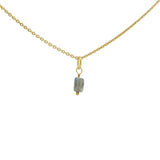 Collier doré petite pierre rectangle en labradorite 42 cm