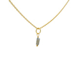 Collier doré petite pierre rectangle en labradorite 42 cm