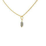 Collier doré petite pierre rectangle en labradorite 42 cm