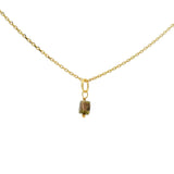 Gold necklace with small square natural stone