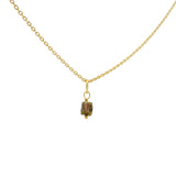 Gold necklace with small square natural stone