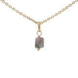 Gold necklace with small square natural stone