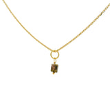 Gold necklace with small square natural stone