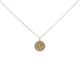 Collier doré médaille trèfle et zircons 42 cm