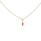 Gold necklace with small square natural stone