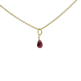 Collier doré goutte grenat 42 cm