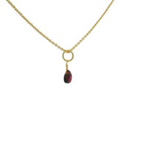 Collier doré goutte grenat 42 cm