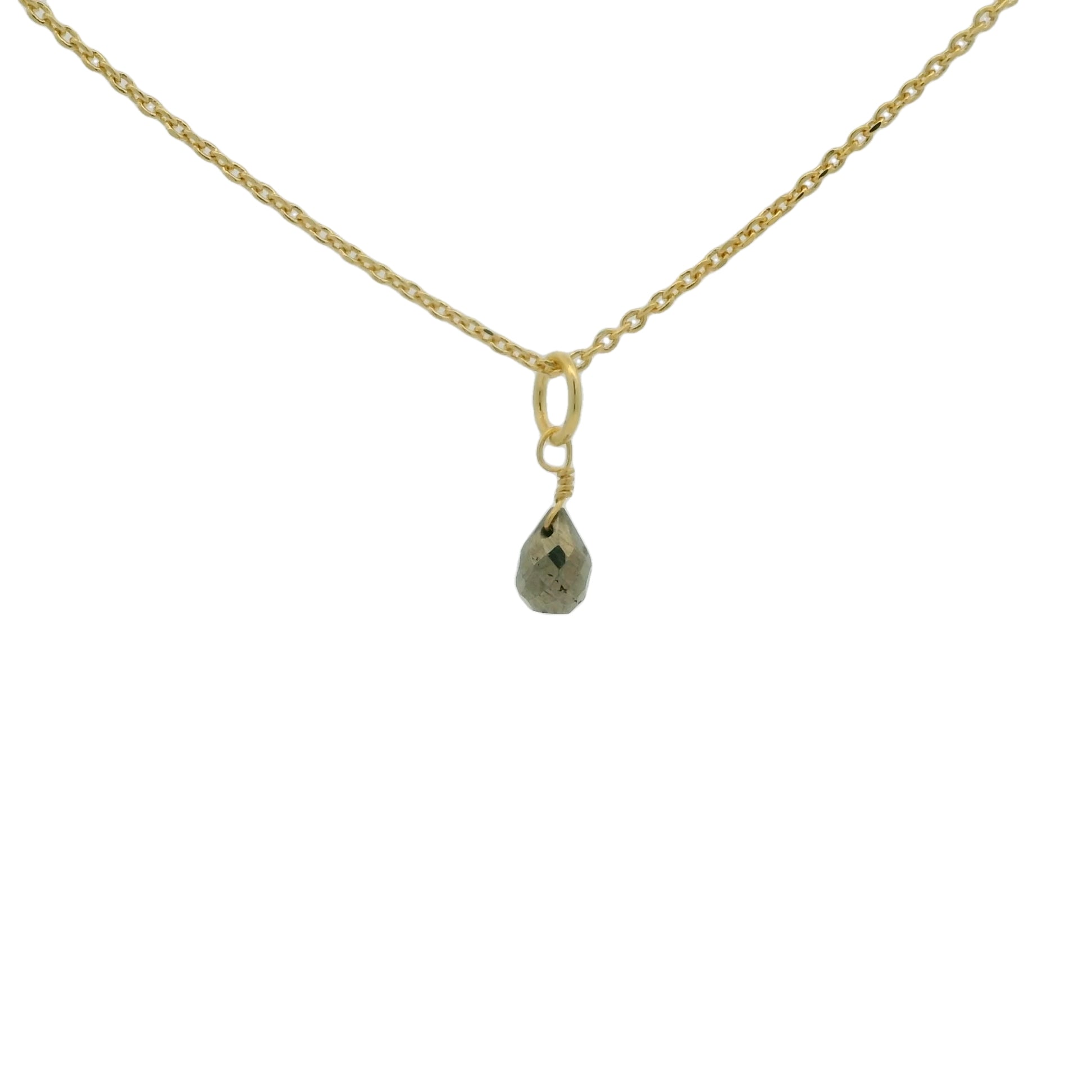 Collier doré petite pierre pyrite 42 cm