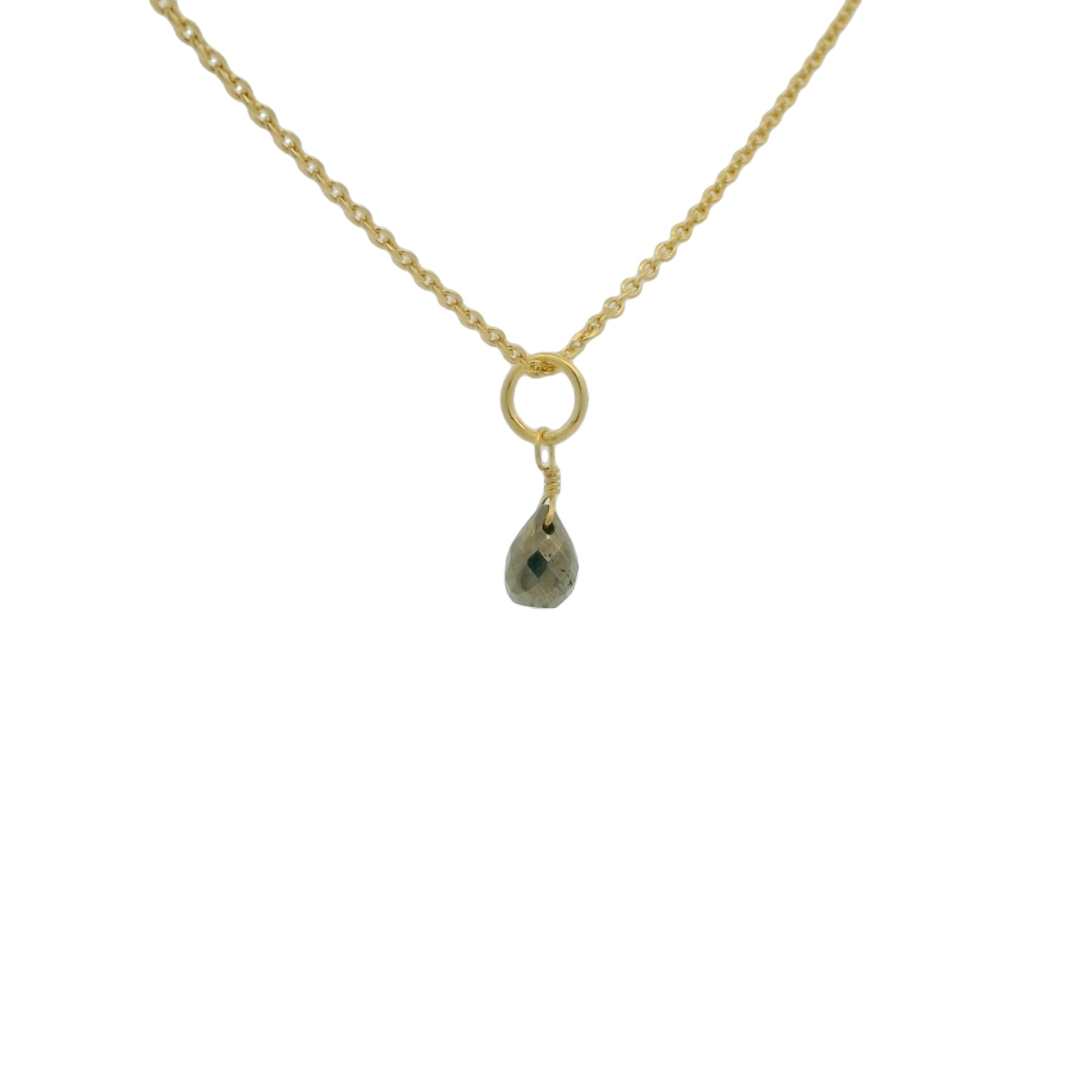 Collier doré petite pierre pyrite 42 cm