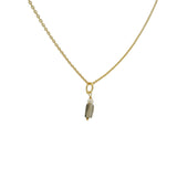 Collier doré quartz fumé carrée et perle de culture 42 cm