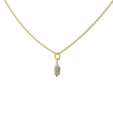 Collier doré quartz fumé carrée et perle de culture 42 cm