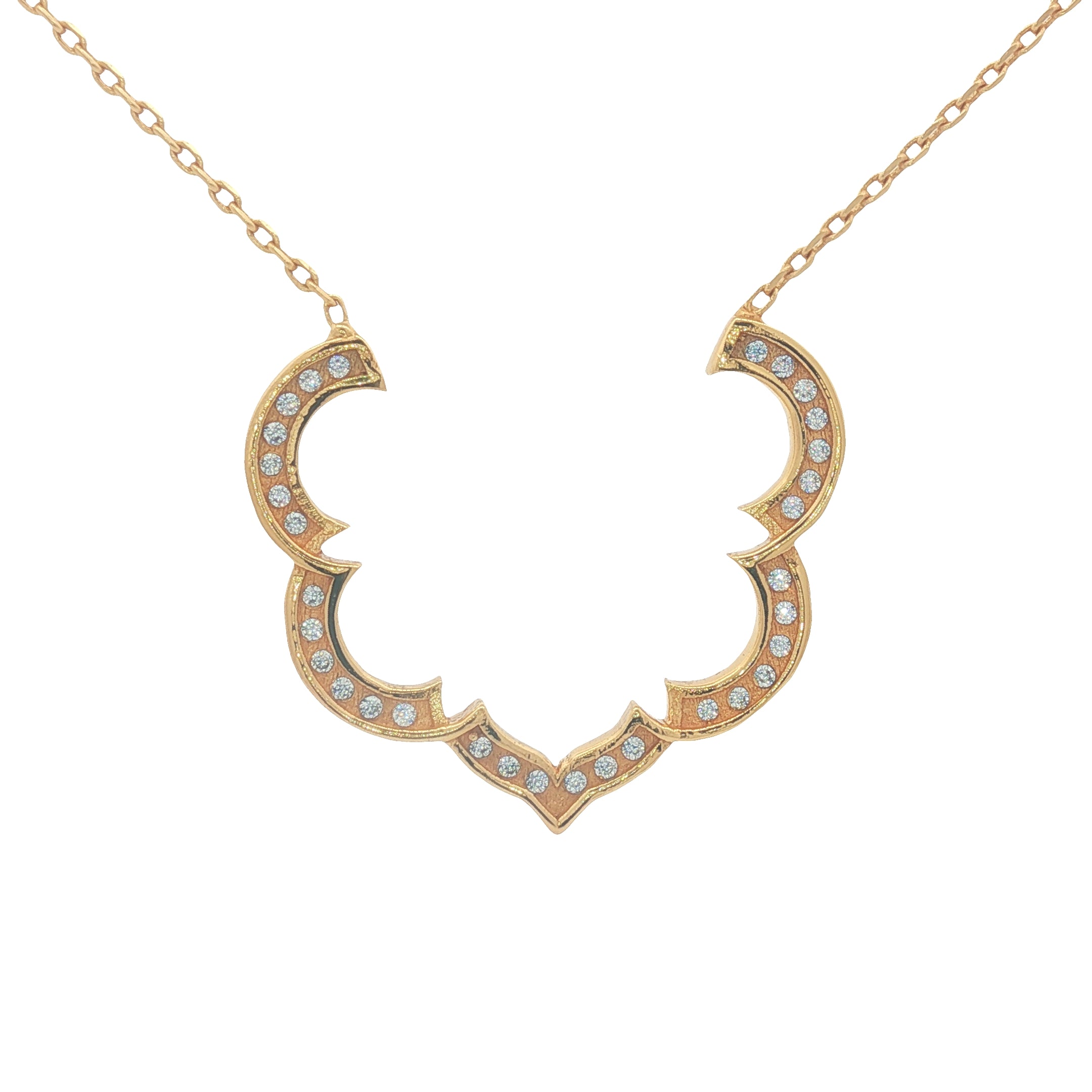 Collier doré grande fleur de lotus en zircons 42 cm