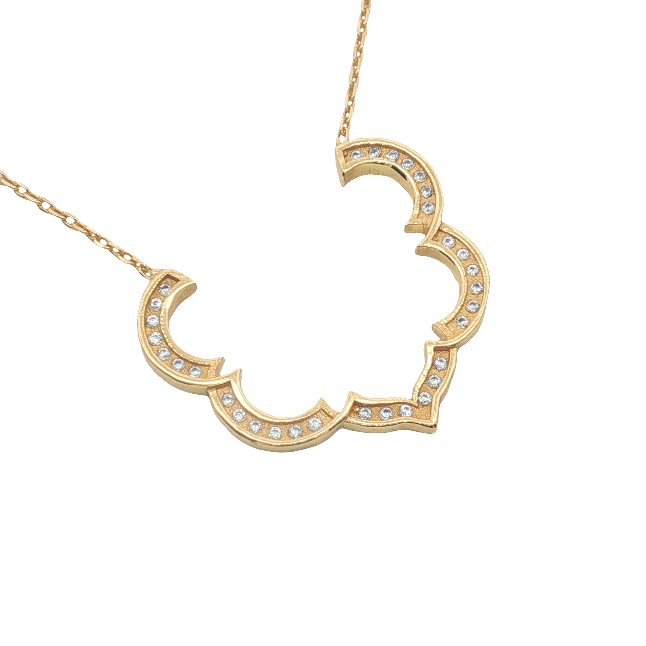 Collier doré grande fleur de lotus en zircons 42 cm