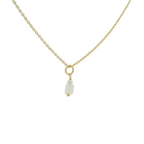 Gold necklace with small square natural stone and pearl