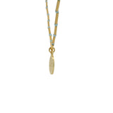 Collier tubes dorés avec amazonite médaille madone 42 cm