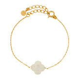 Bracelet doré trèfle en pierre de lune facetté