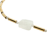 Bracelet tubes dorés avec pierre de lune centrale rectangle