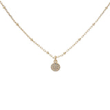 Collier doré petite médaille ronde avec zircons 38 cm