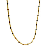Collier doré oeil de tigre alternée avec tubes dorés 40 cm
