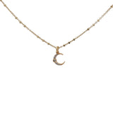 Collier doré petite lune avec zircons 38 cm