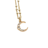 Collier doré petite lune avec zircons 38 cm