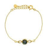 Bracelet doré labradorite et goutte en zircons blancs