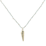 Collier doré petites perles de culture et coquillage torsadé doré 75 cm