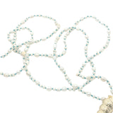 Collier doré petites perles de culture et coquillage torsadé doré 75 cm