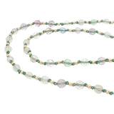 Collier doré mix perles vertes, violettes et dorées 42 cm