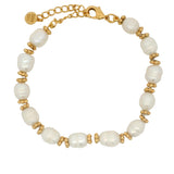 Cultured pearl and gold pearl bracelet