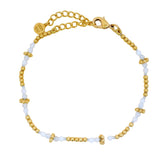 Bracelet doré pierre de lune et petites boules dorées
