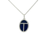 925 silver necklace with lapis scarab and zircons