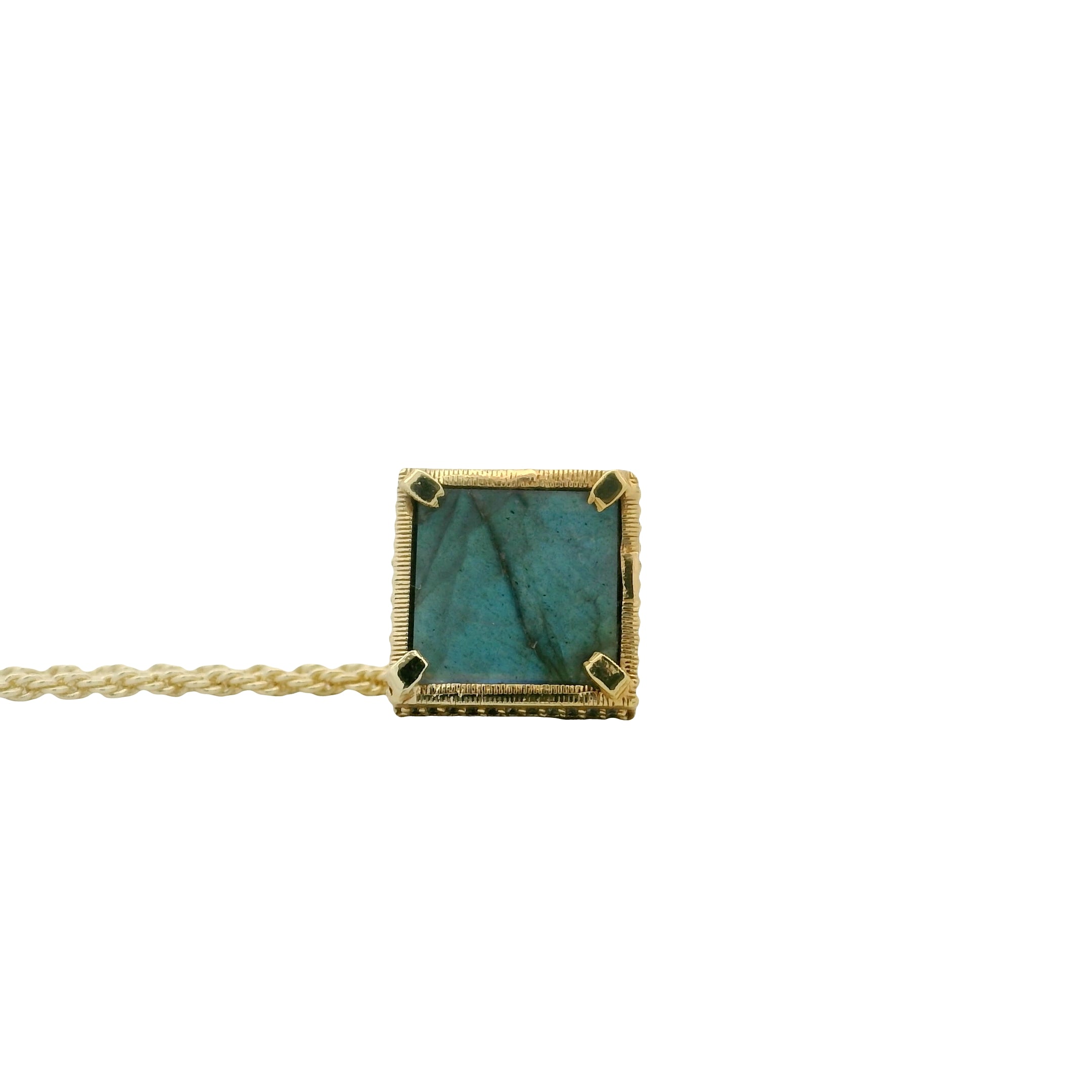 Collier doré pyramide et labradorite 60cm