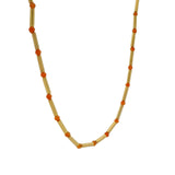 Collier doré avec cornaline et tubes dorés 40cm