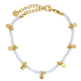 Bracelet pierre de lune avec disques et pampilles