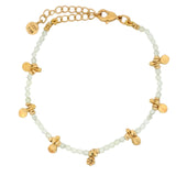 Bracelet doré prehnite avec disques et pampilles