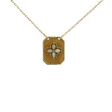 Collier doré plaque fleur et labradorite 38 cm